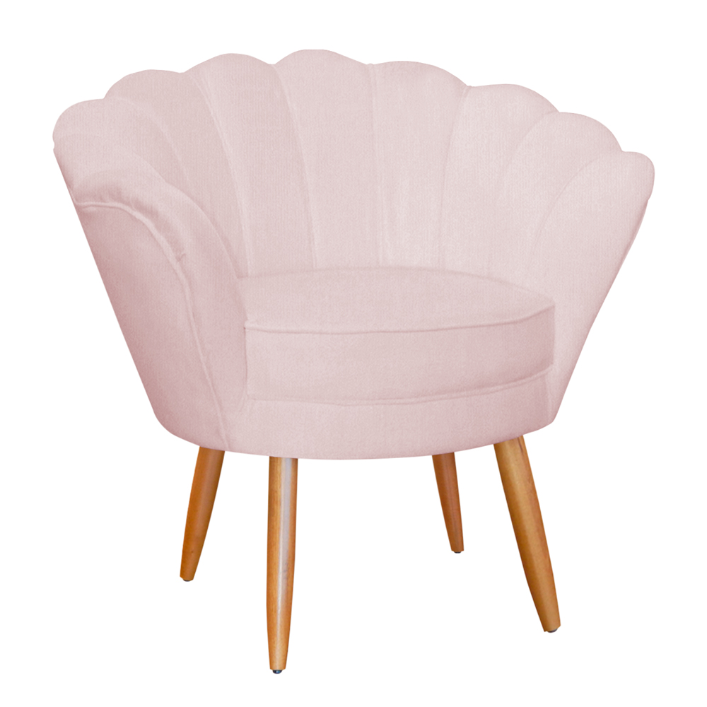 Poltrona Decorativa para Sala de Estar Charm Suede Rosa Claro - Montanaris Decor