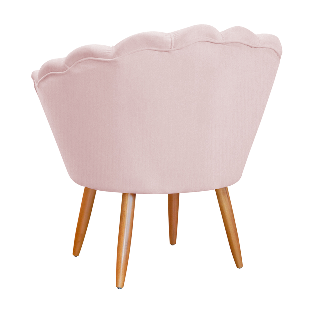 Poltrona Decorativa para Sala de Estar Charm Suede Rosa Claro - Montanaris Decor
