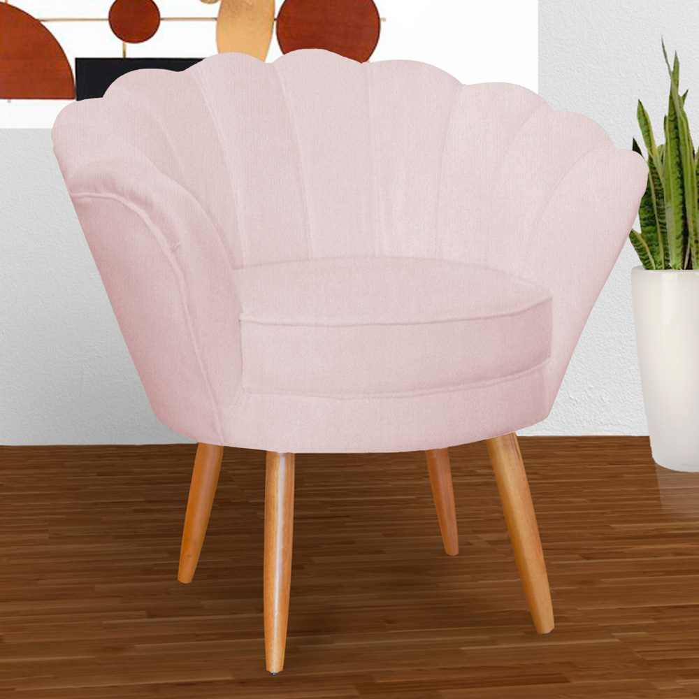 Poltrona Decorativa para Sala de Estar Charm Suede Rosa Claro - Montanaris Decor