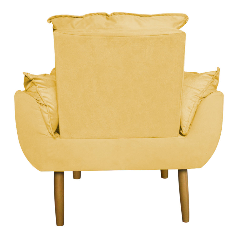 Poltrona Decorativa para Sala de Estar Opala Suede Amarelo - Montanaris Decor