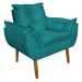 Poltrona Decorativa para Sala de Estar Opala Suede Azul Turquesa - Montanaris Decor