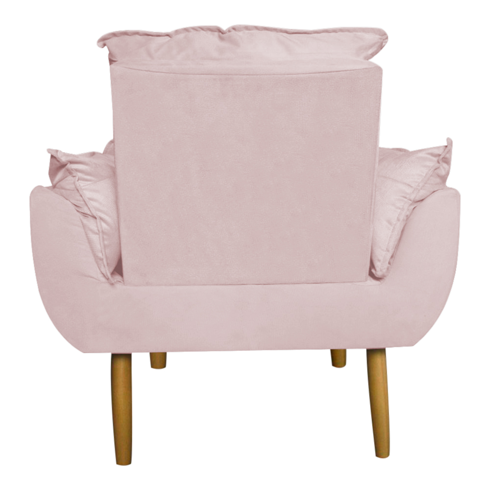 Poltrona Decorativa para Sala de Estar Opala Suede Rosa Claro - Montanaris Decor