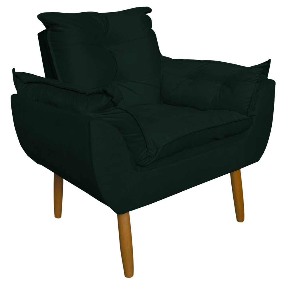Poltrona Decorativa para Sala de Estar Opala Suede Verde - Montanaris Decor
