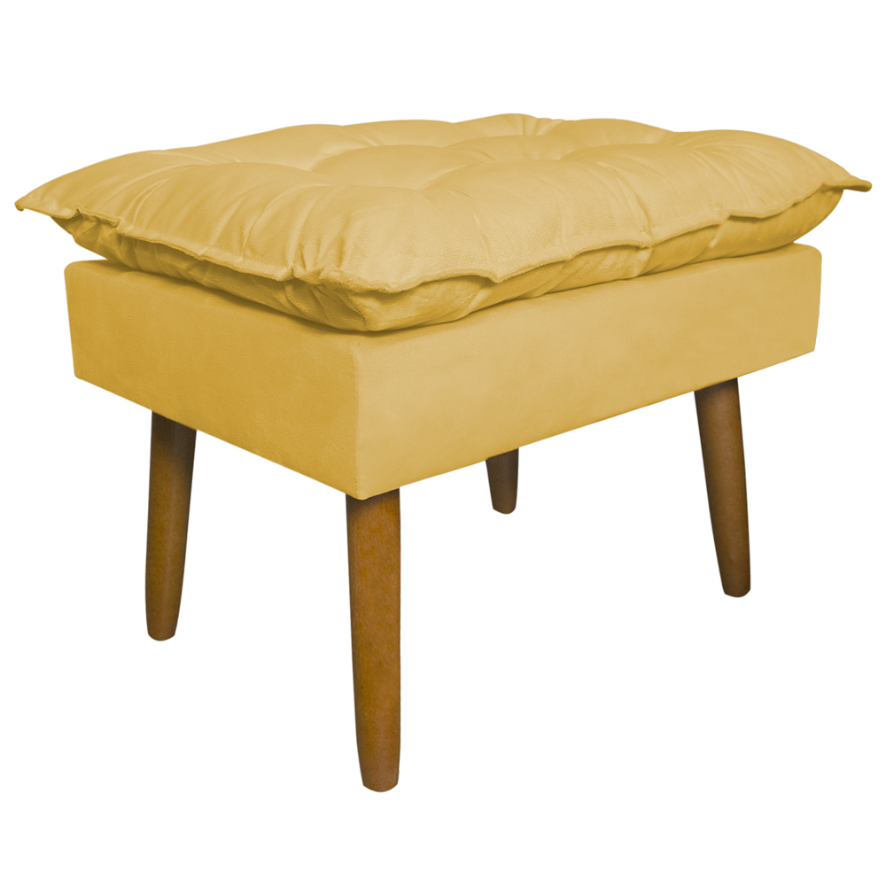 Puff Decorativo para Sala de Estar Opala Suede Amarelo - Montanaris Decor