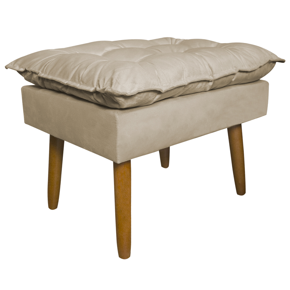Puff Decorativo para Sala de Estar Opala Suede Bege - Montanaris Decor