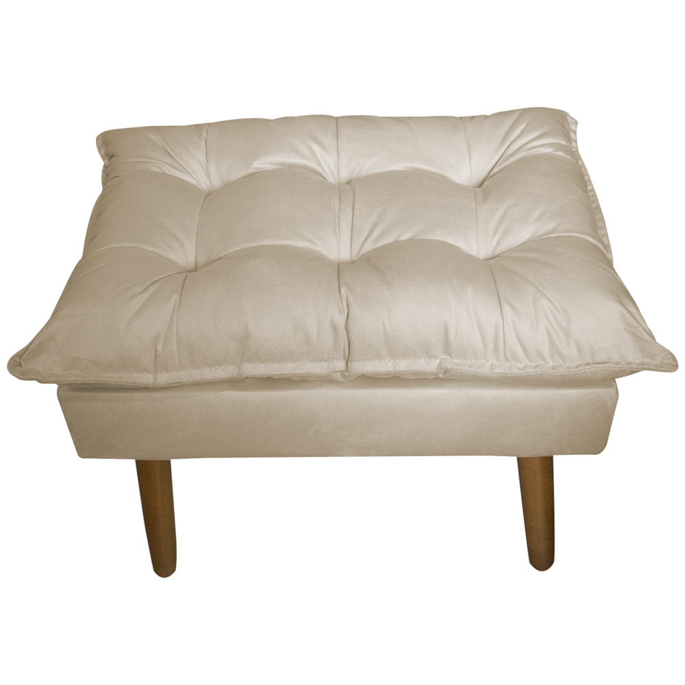 Puff Decorativo para Sala de Estar Opala Suede Bege - Montanaris Decor