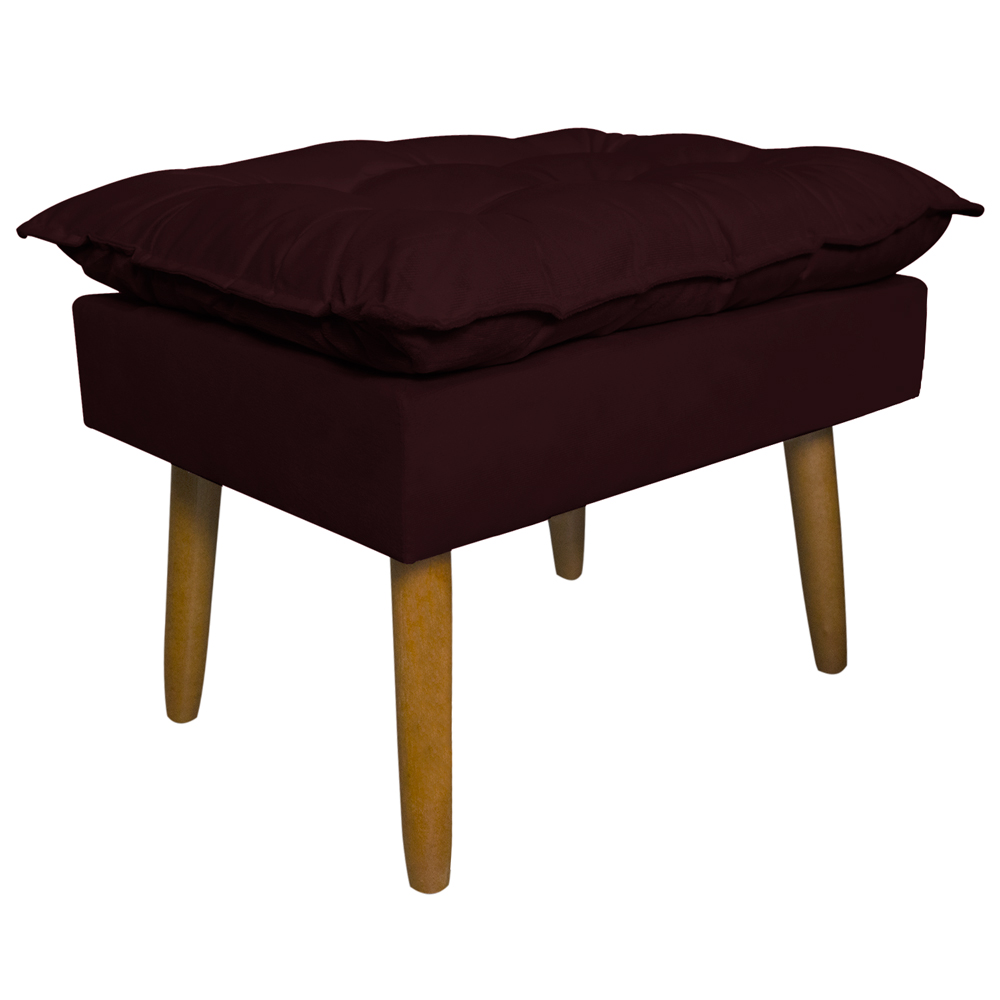 Puff Decorativo para Sala de Estar Opala Suede Bordô- Montanaris Decor