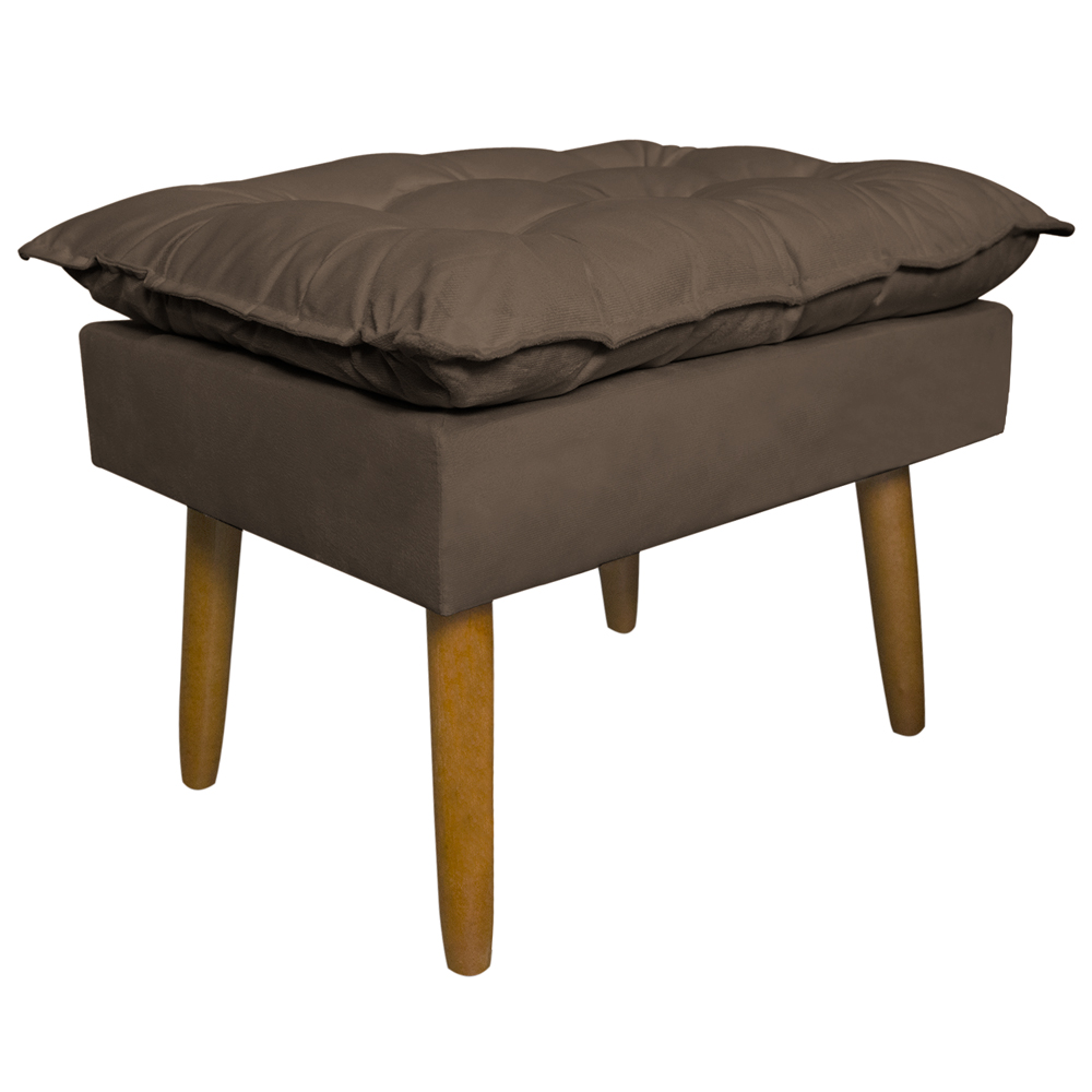 Puff Decorativo para Sala de Estar Opala Suede Cappuccino - Montanaris Decor