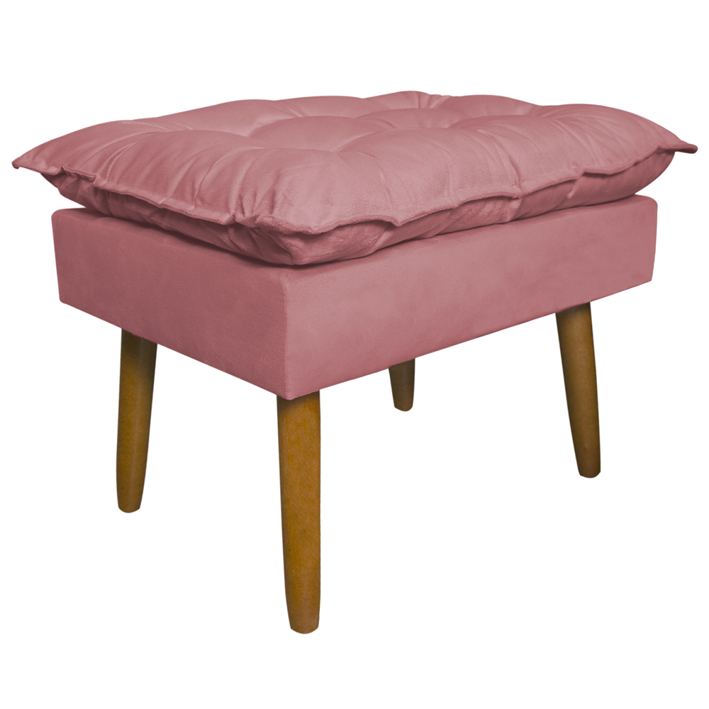 Puff Decorativo para Sala de Estar Opala Suede Rosa - Montanaris Decor