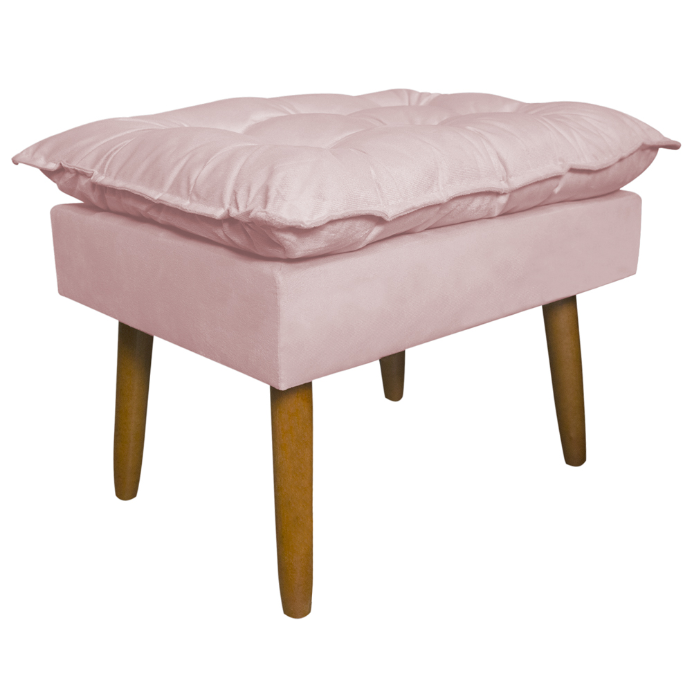 Puff Decorativo para Sala de Estar Opala Suede Rosa Claro - Montanaris Decor