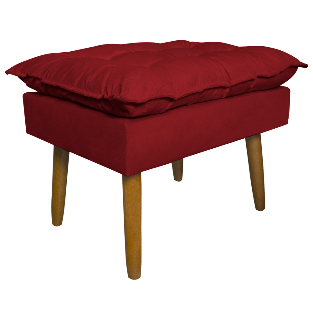Puff Decorativo para Sala de Estar Opala Suede Vermelho - Montanaris Decor