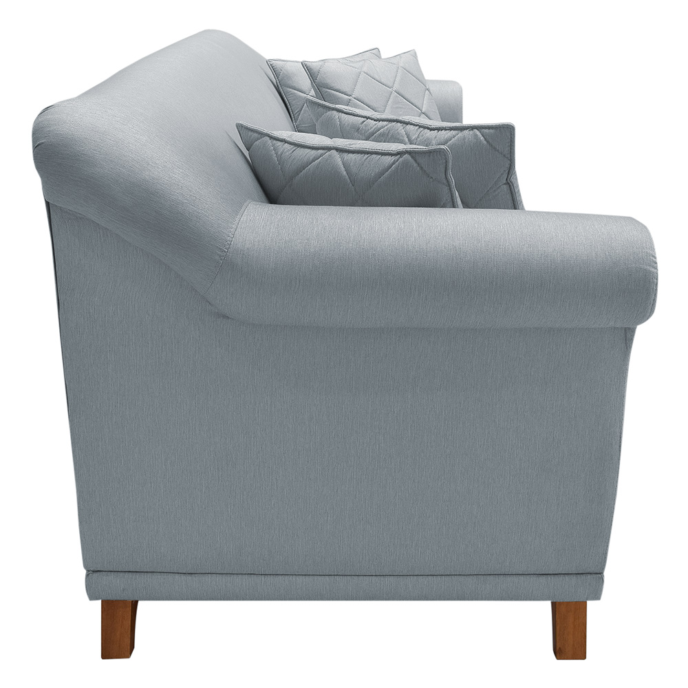 Sofá 3 Lugares para Sala de Estar 200cm Eva Linho Cinza - Montanaris Decor