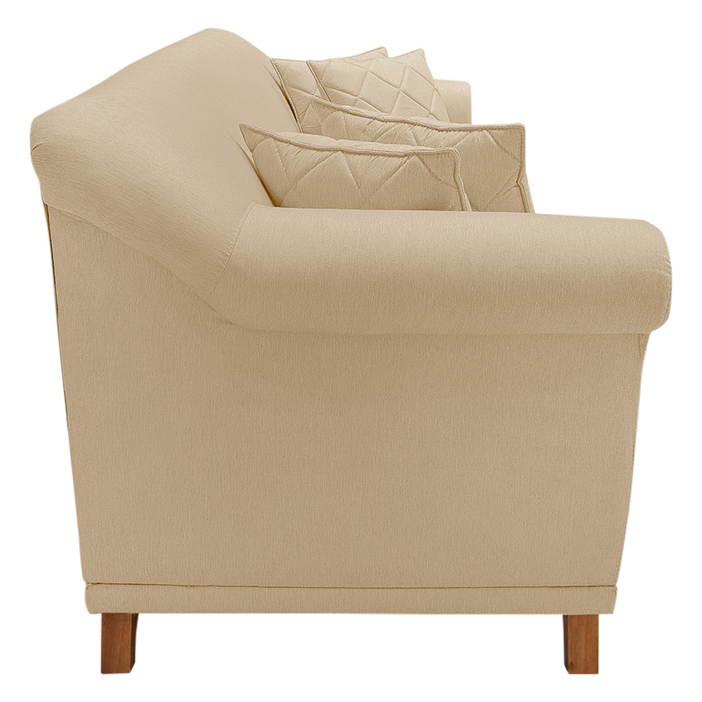 Sofá 3 Lugares para Sala de Estar 200cm Eva Linho Dourado - Montanaris Decor