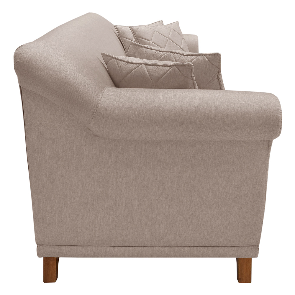 Sofá 3 Lugares para Sala de Estar 200cm Eva Linho Marrom - Montanaris Decor