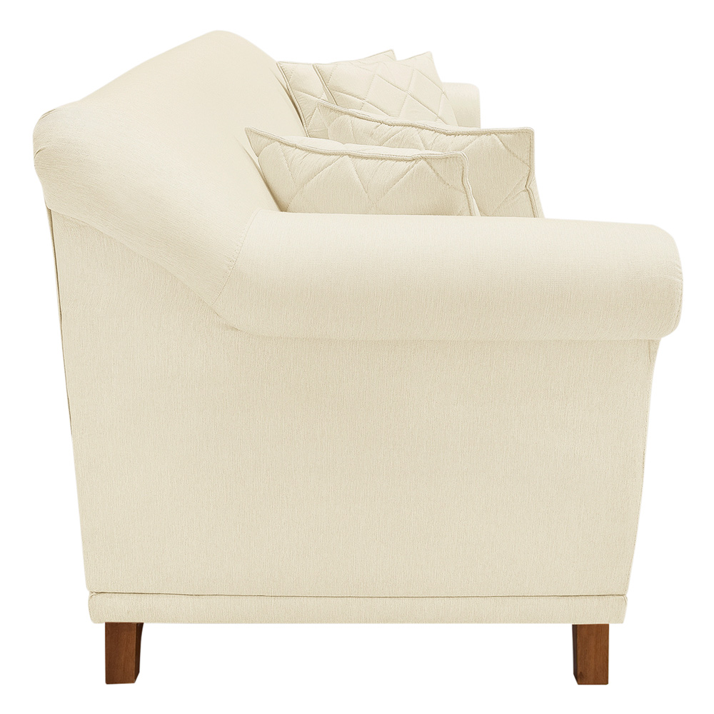 Sofá 3 Lugares para Sala de Estar 200cm Eva Linho Off White - Montanaris Decor