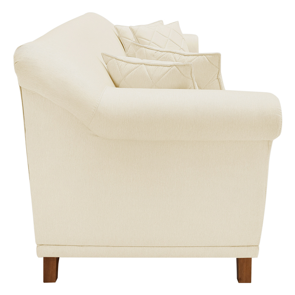 Sofá 3 Lugares para Sala de Estar 200cm Eva Linho Pérola - Montanaris Decor