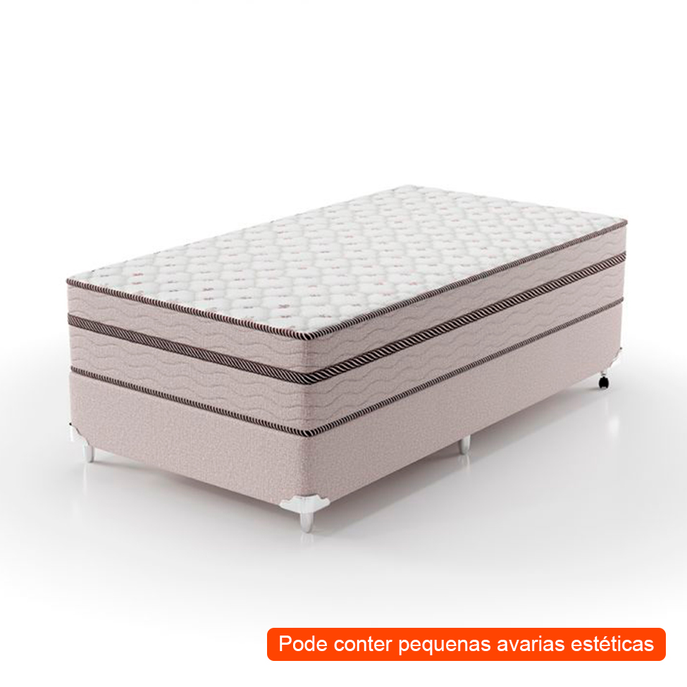 [OUTLET] Cama Box Solteiro King com Colchão Sonhare Mola Ensacada Bege