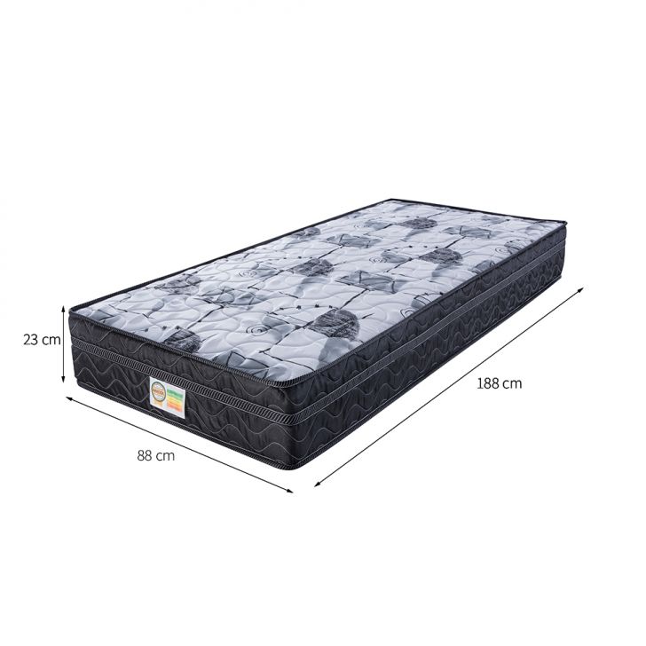 [OUTLET] Colchão Solteiro Imperial Molas Verticóil (23x88x188) Preto e Cinza