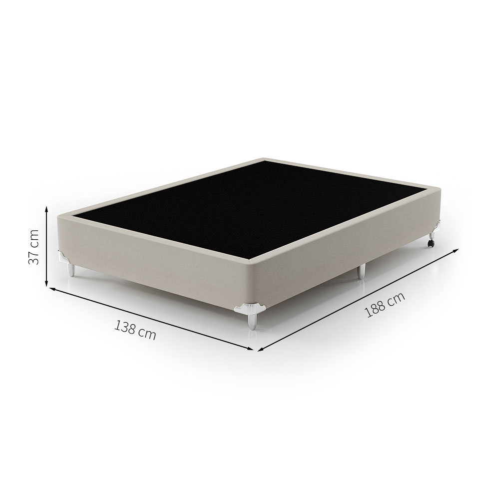 Cama Box Casal Royale com Colchão Casal Molas Ensacadas Bege e Branca