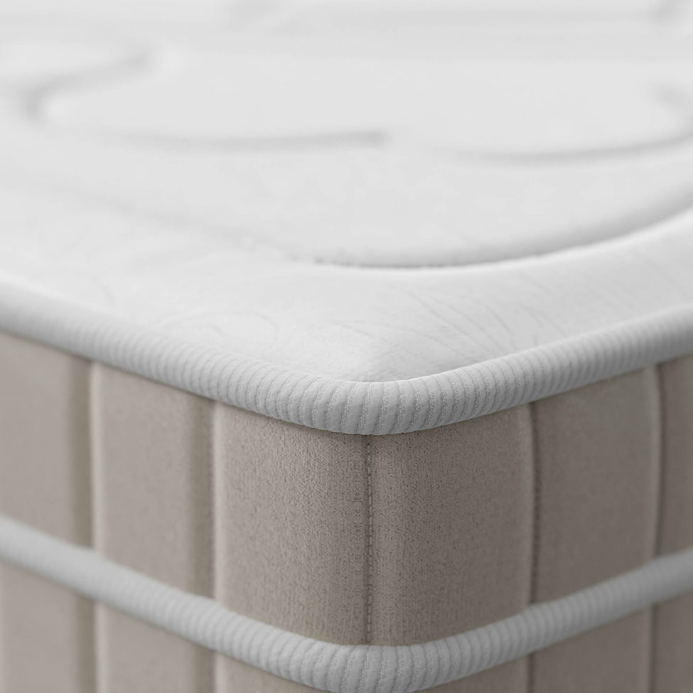 Cama Box King Royale com Colchão King Molas Ensacadas Bege e Branca