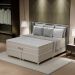 Cama Box King Royale com Colchão King Molas Ensacadas Bege e Branca