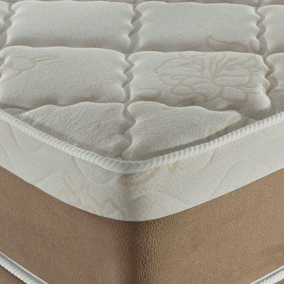 Cama Box Queen Orion com Colchão Queen Molas Ensacadas Marrom e Bege