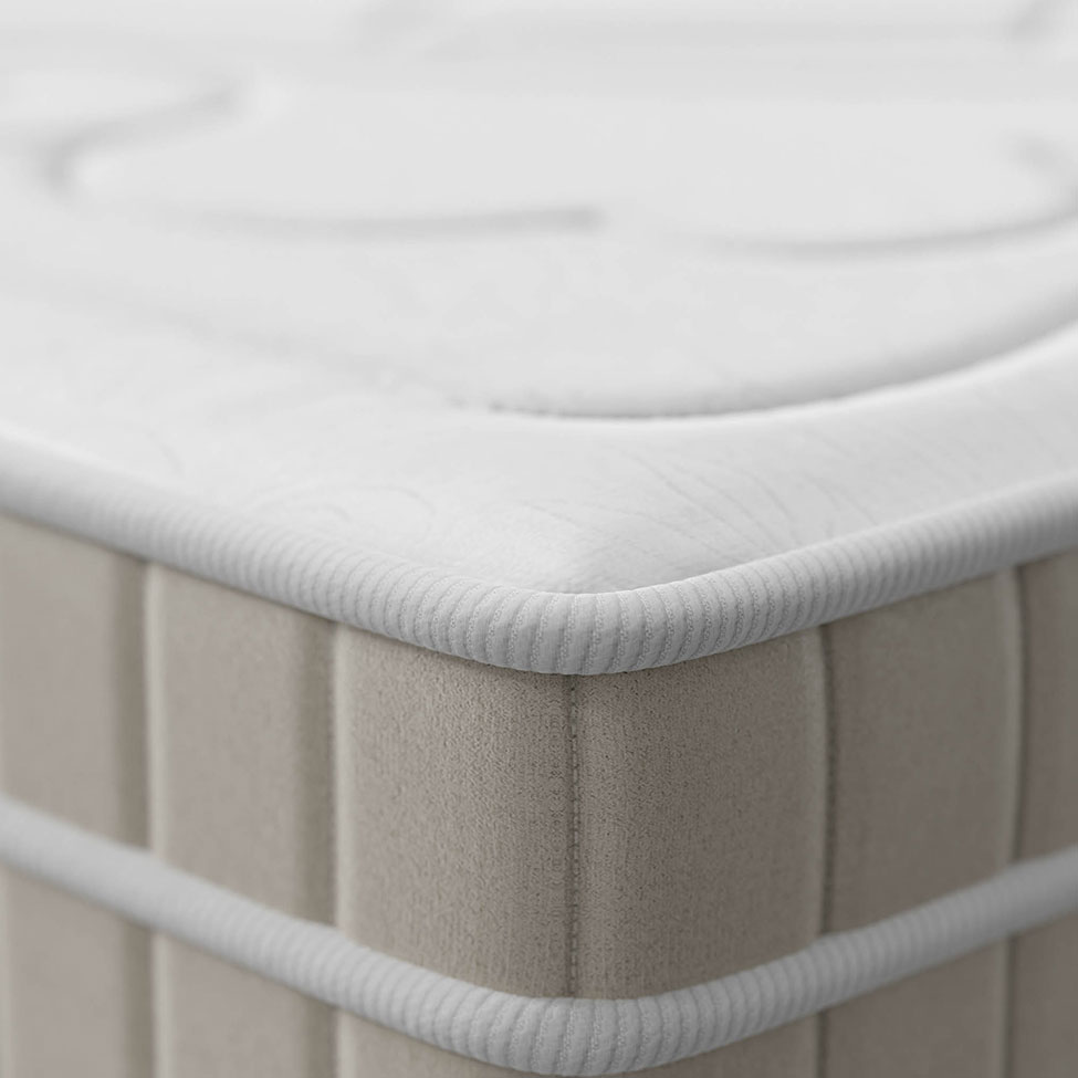 Cama Box Queen Royale com Colchão Queen Molas Ensacadas Bege e Branca