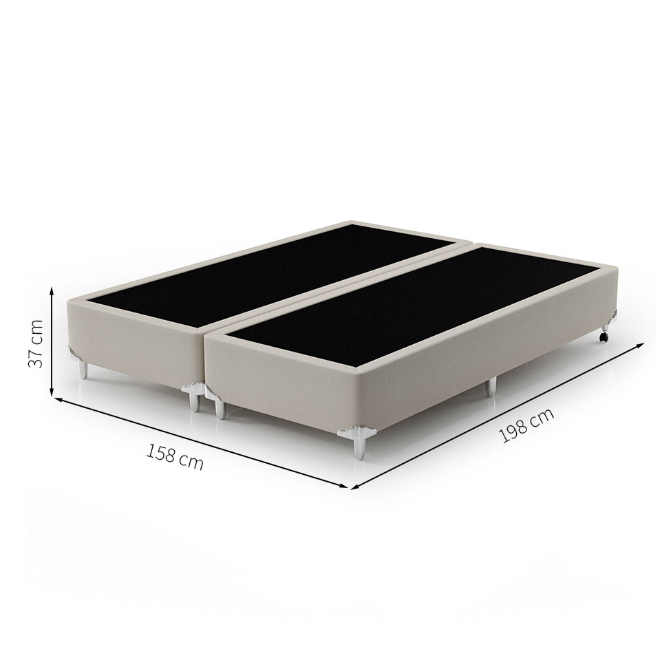 Cama Box Queen Royale com Colchão Queen Molas Ensacadas Bege e Branca