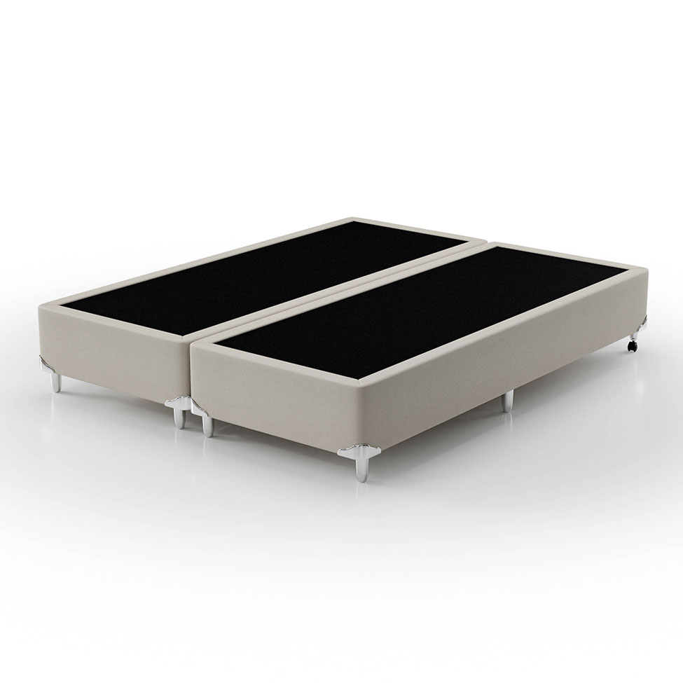 Cama Box Queen Royale com Colchão Queen Molas Ensacadas Bege e Branca
