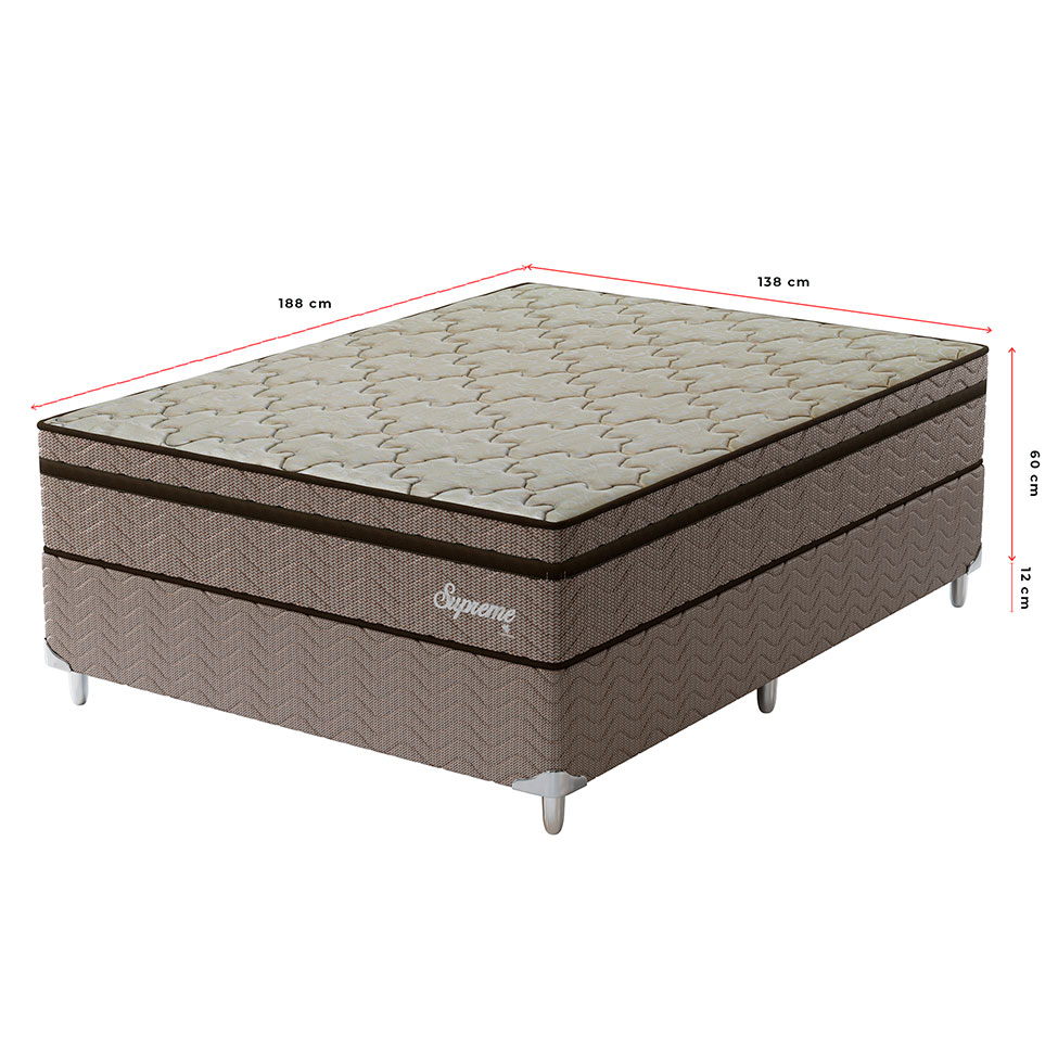 Cama Box com Colchão Casal Supreme Mola Ensacada (72x138x188) Dourado