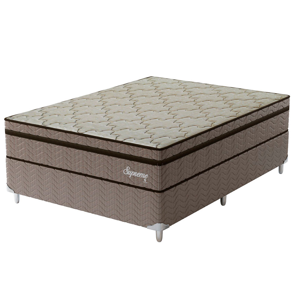 Cama Box com Colchão Casal Supreme Mola Ensacada (72x138x188) Dourado