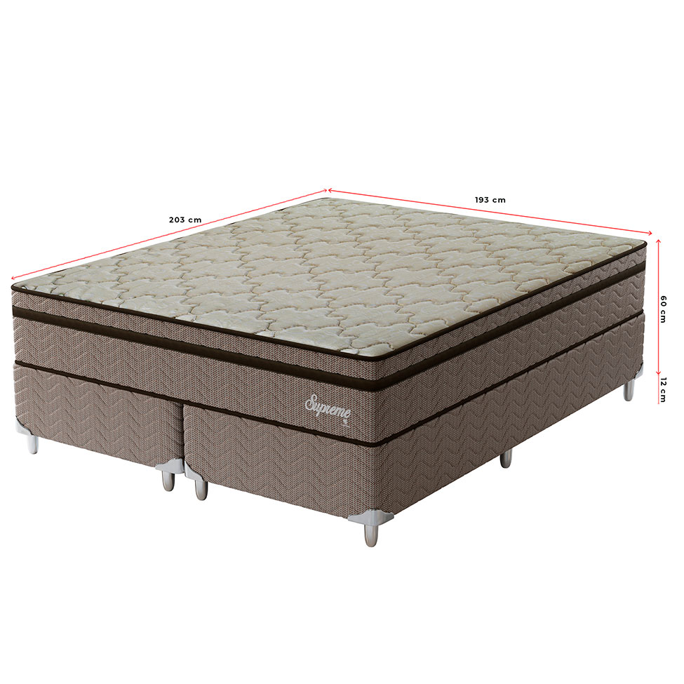 Cama Box com Colchão King Supreme Mola Ensacada (72x193x203) Dourado