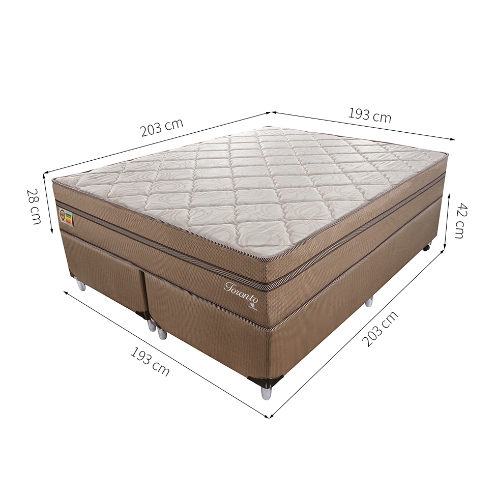 Cama Box com Colchão King Toronto Mola Ensacada (70x193x203) Dourado e Bege