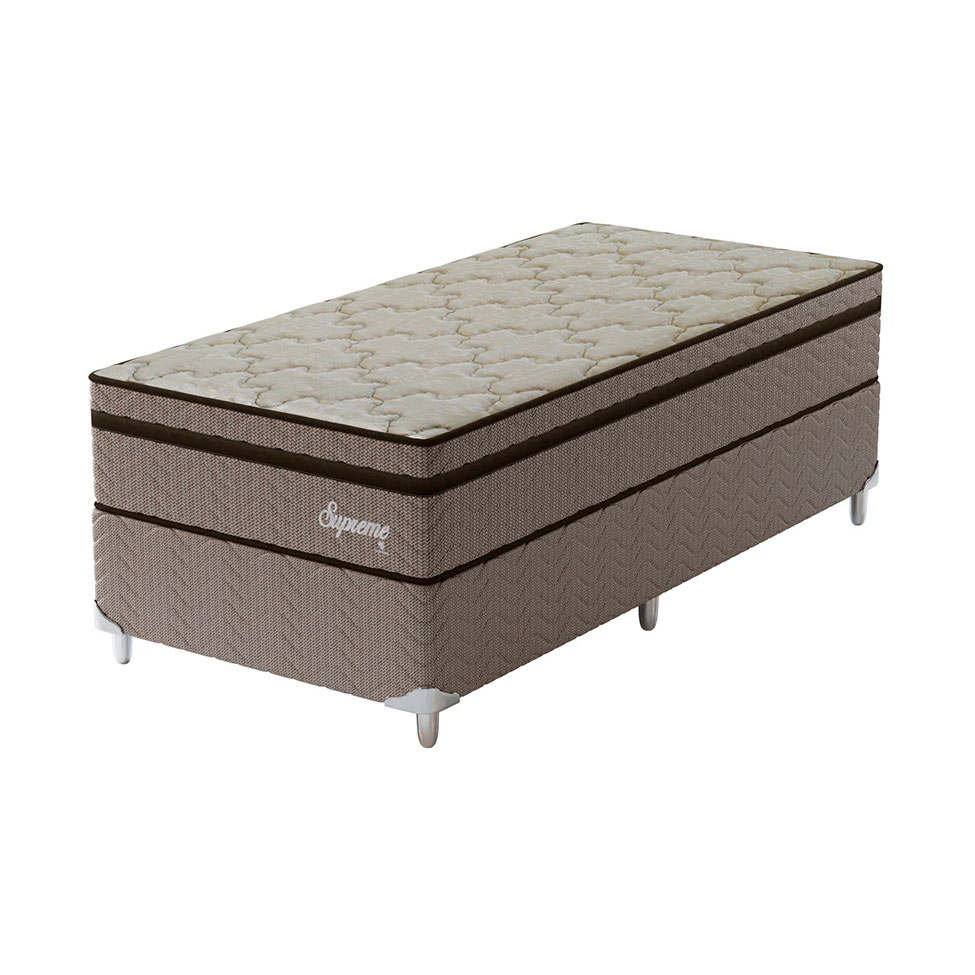 Cama Box com Colchão Solteiro Supreme Mola Ensacada (72x108x198) Dourado