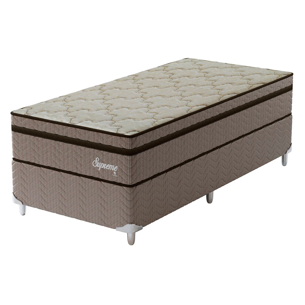 Cama Box com Colchão Solteiro Supreme Mola Ensacada (72x88x188) Dourado
