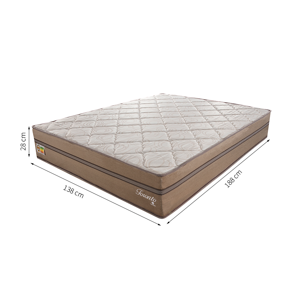 Colchão Casal Toronto Molas Ensacadas (28x138x188) Creme e Marrom