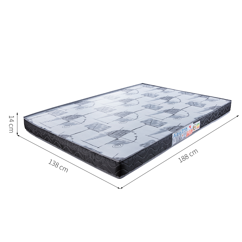 Colchão Casal de Espuma D20 Astra (14x138x188) Preto e Cinza