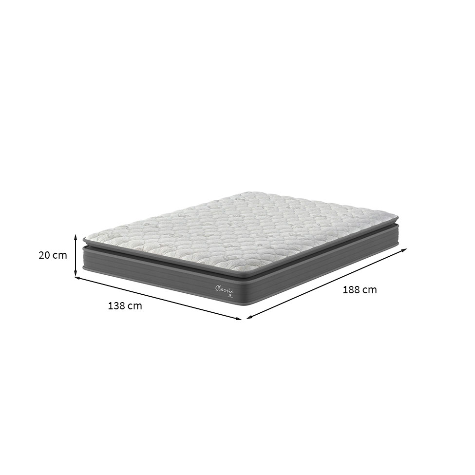 Colchão Casal de Espuma D40 Classic Alto Suporte (20x138x188) Cinza