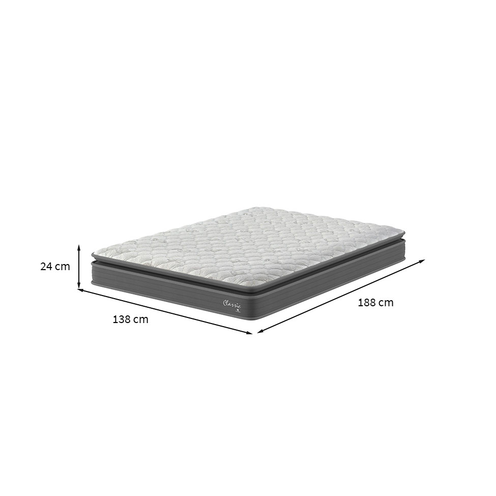 Colchão Casal de Espuma D40 Classic Alto Suporte (24x138x188) Cinza