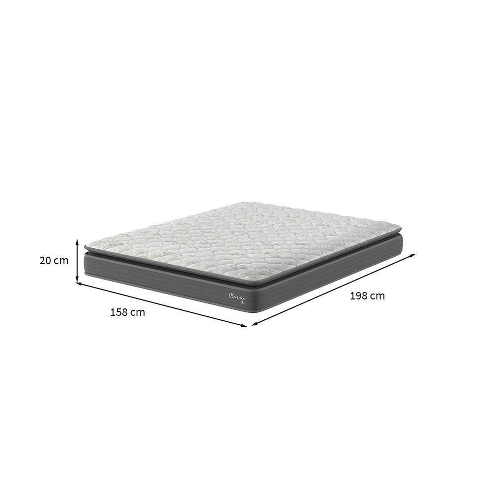 Colchão Queen de Espuma D40 Classic Alto Suporte (20x158x198) Cinza