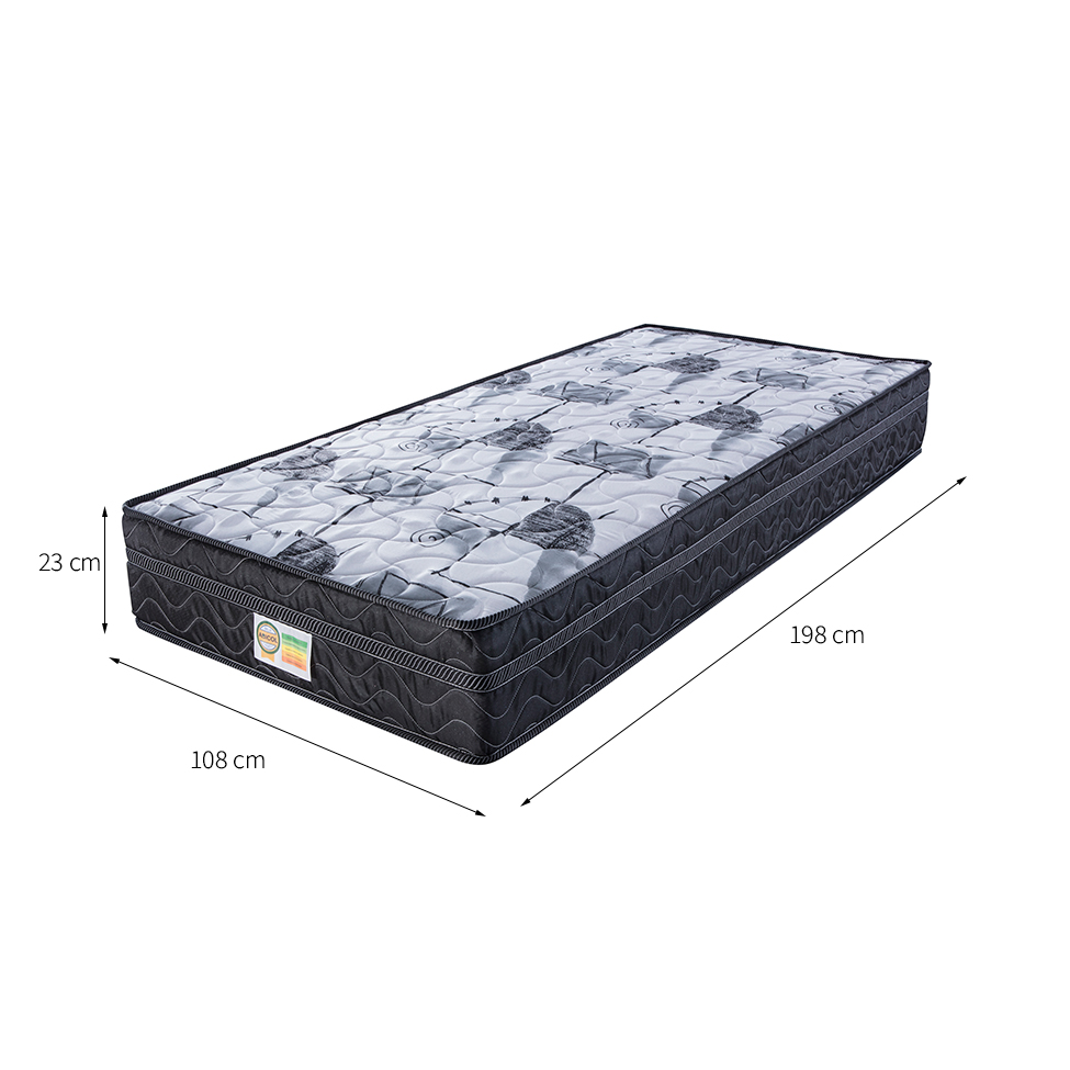 Colchão Solteiro Imperial Molas Verticóil (23x108x198) Preto e Cinza
