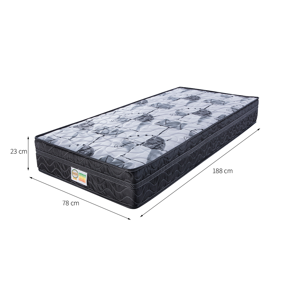 Colchão Solteiro Imperial Molas Verticóil (23x78x188) Preto e Cinza
