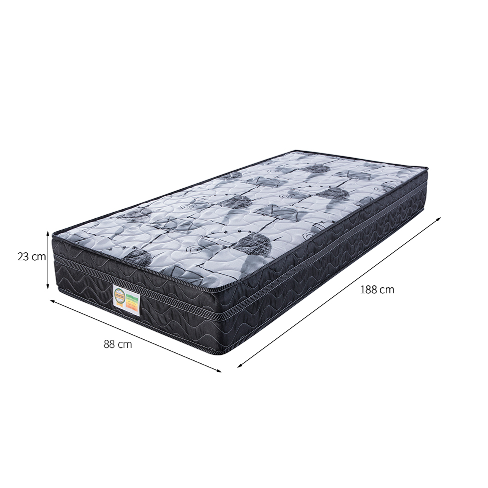 Colchão Solteiro Imperial Molas Verticóil (23x88x188) Preto e Cinza