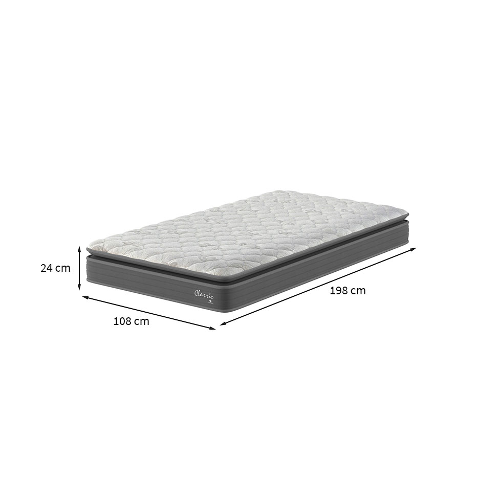 Colchão Solteiro de Espuma D40 Classic Alto Suporte (24x108x198) Cinza
