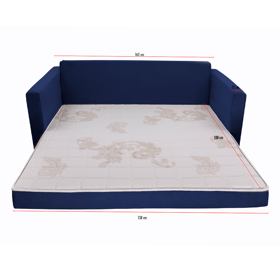 Sofá-Cama Casal 3 Lugares Trancoso Suede Azul