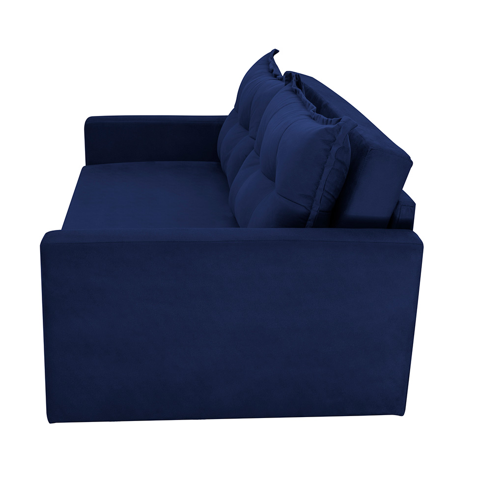 Sofá-Cama Casal 3 Lugares Trancoso Suede Azul