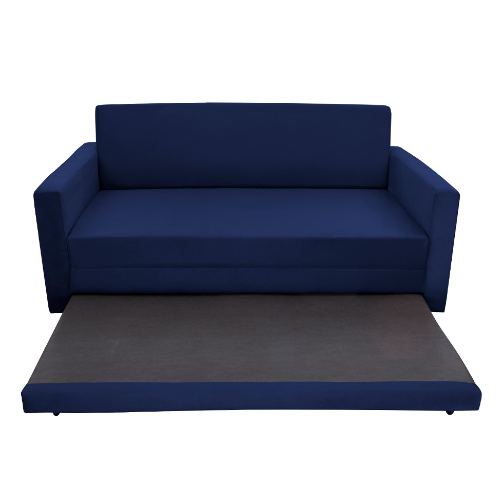 Sofá-Cama Casal 3 Lugares Trancoso Suede Azul