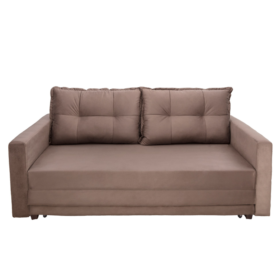 Sofá-Cama Casal 3 Lugares Trancoso Suede Liso Tabaco