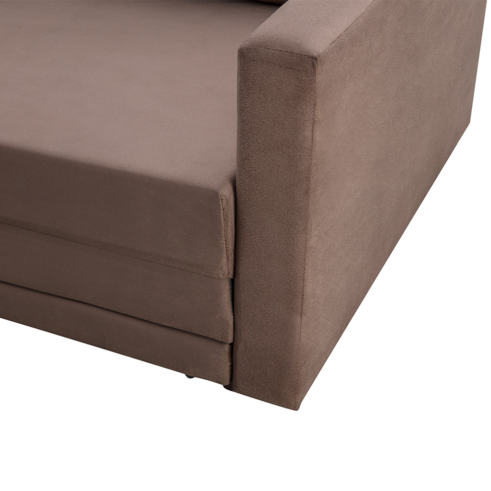 Sofá-Cama Casal 3 Lugares Trancoso Suede Liso Tabaco