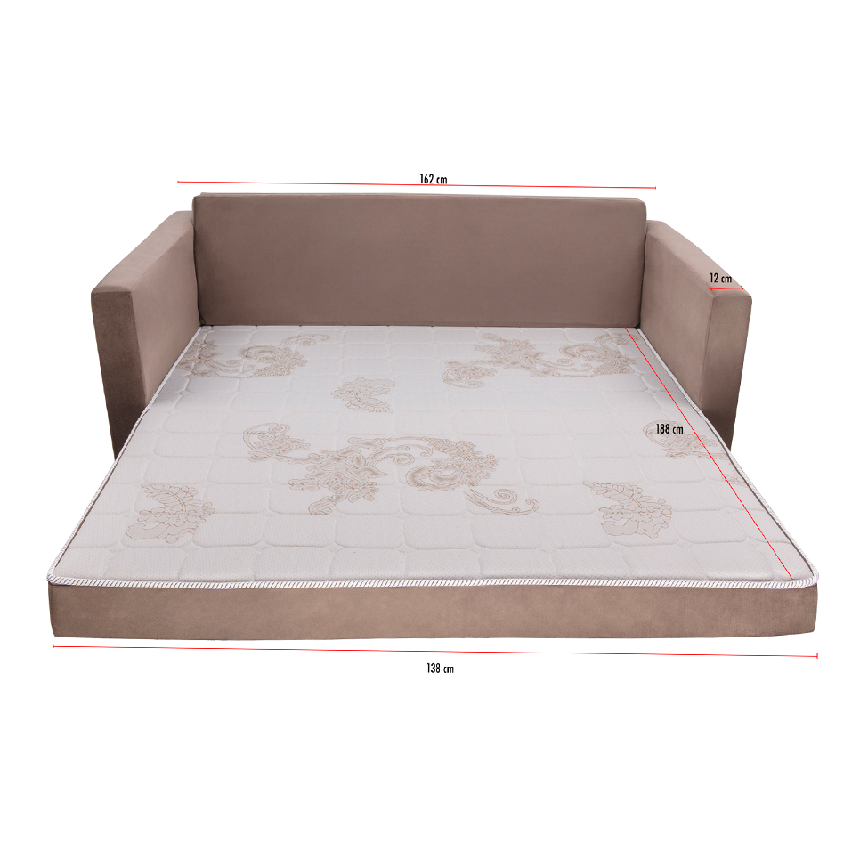 Sofá-Cama Casal 3 Lugares Trancoso Suede Liso Tabaco